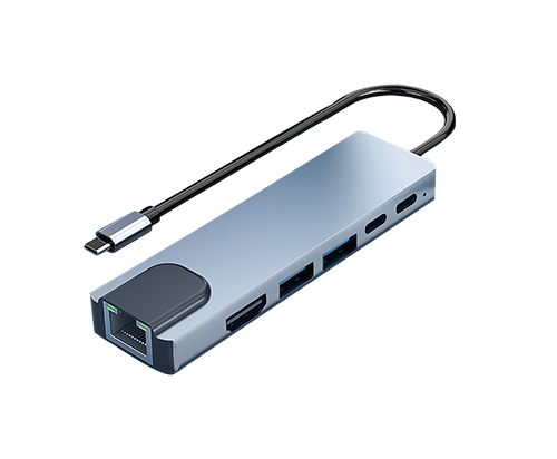 TYPEC TO 6合1 USB3.0*2+HDMI+RJ45(1000M)+PD+TYPE C(2.0DATA)